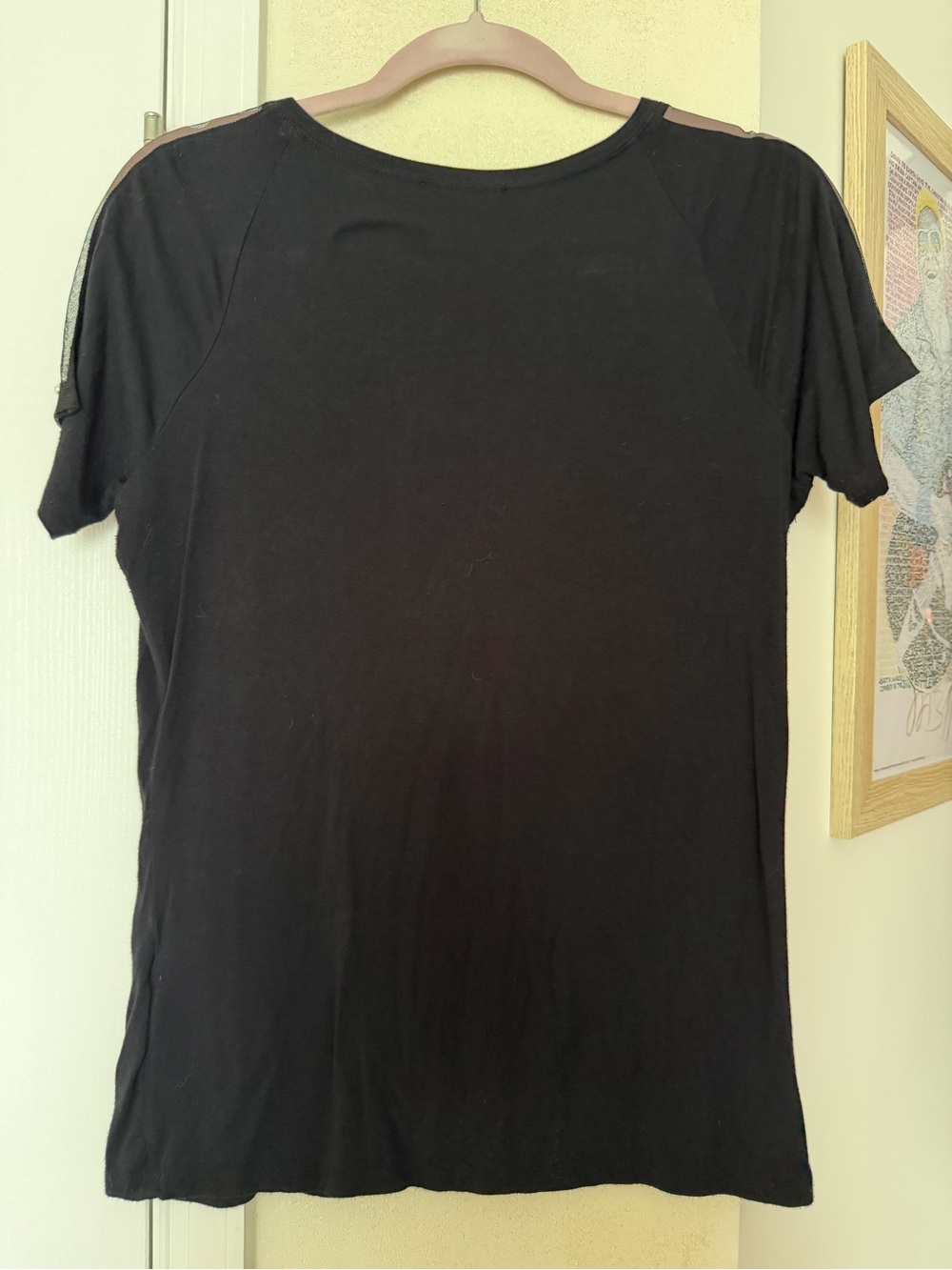 INC International Concepts Black Short-Sleeve Tee with Studded Pearl Shoulders - Picture 3 of 3